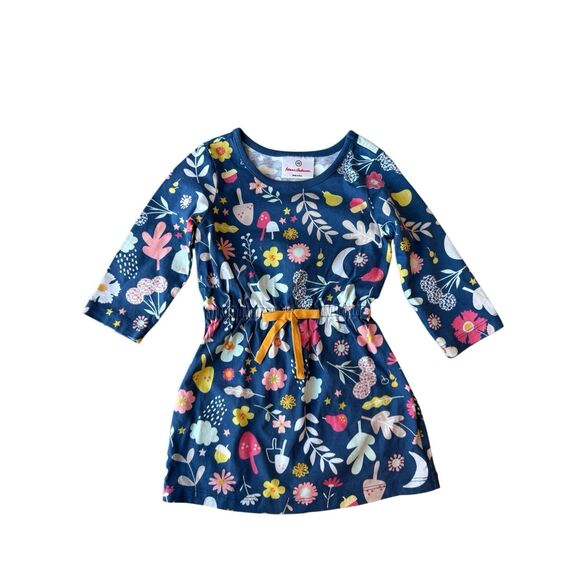 Hanna Andersson 100% Cotton Floral Cotton Dress Size 80/18-24M Baby Girls - Picture 2 of 5